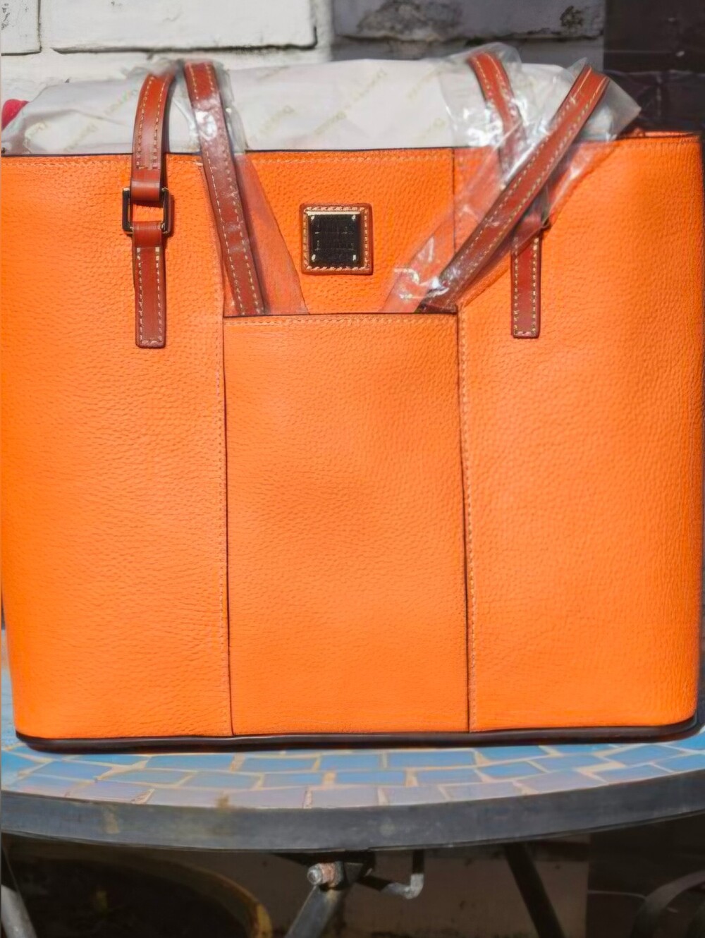 Dooney & Bourke Clementine Orange Leather Small Lexington Tote. NWT